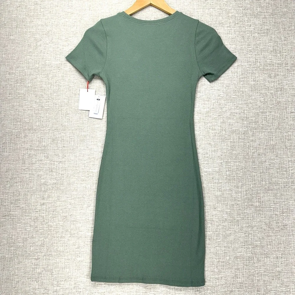 Open Edit Dress Womens Size XS Ribbed Short Sleeve Bodycon NWT‎ Mini Casual